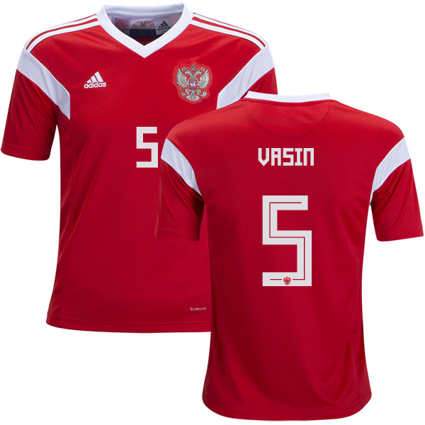 Russia #5 Vasin Home Kid Soccer Country Jersey - Click Image to Close
